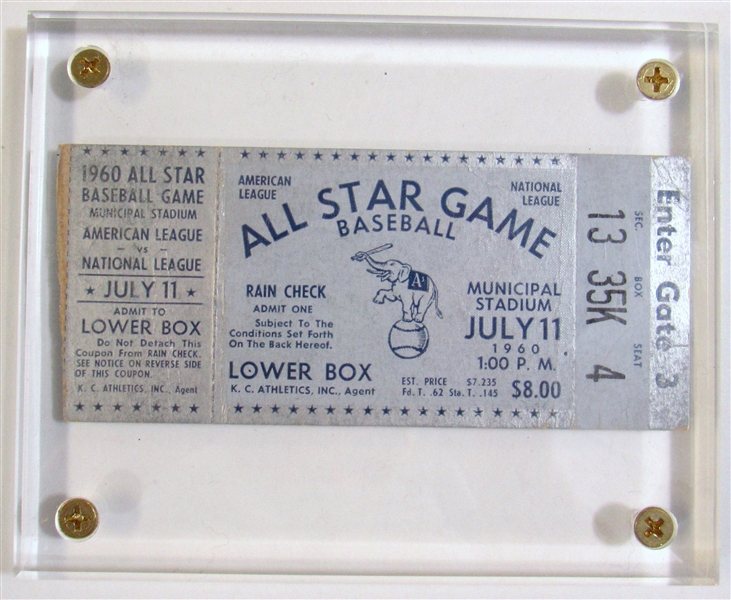 1960 Full Ticket All-Star Game Kansas City