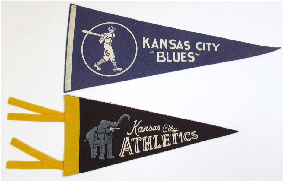 Lot of 2-Mini Pennants (Kansas City As & Kansas City Blues)