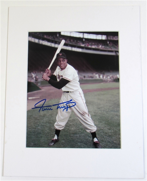 Willie Mays Signed and Matted Photo