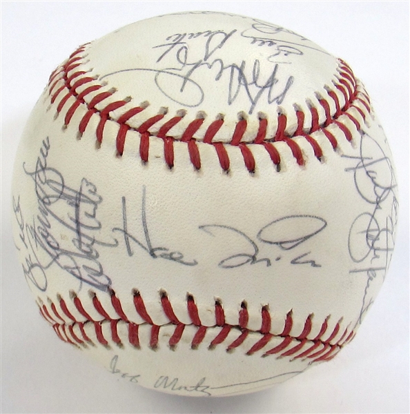 1991 KC Royals Team Signed Baseball, George Brett, Bret Saberhagen, 28 total Autographs. 