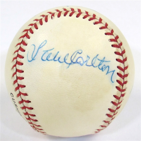 Robin Roberts-Richie Ashburn- Steve Carlton Signed Ball PSA