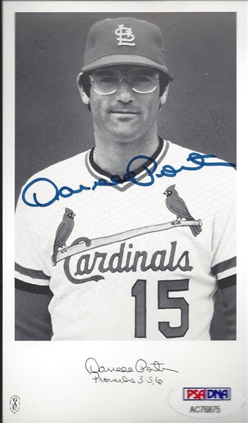 Darrell Porter Signed 3 x 6 PSA/DNA Photo 