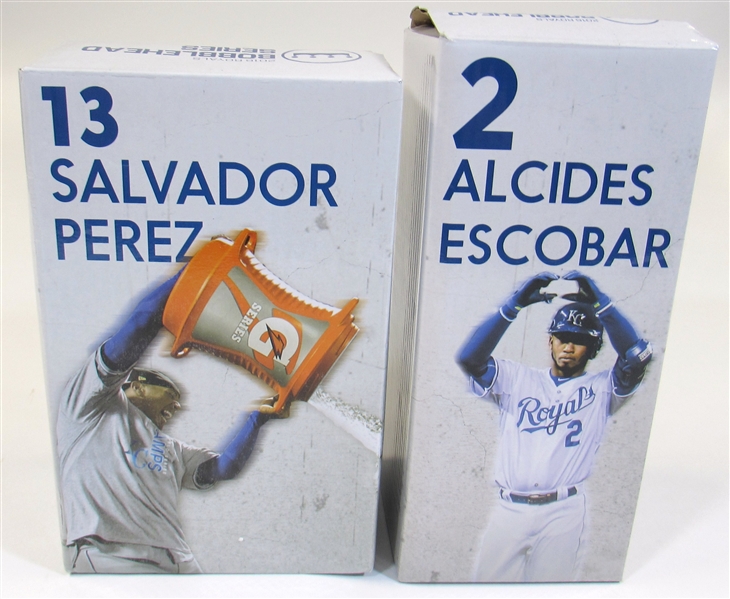 Salvador Perez & Alcides Escobar Kansas City Royals Bobbleheads.