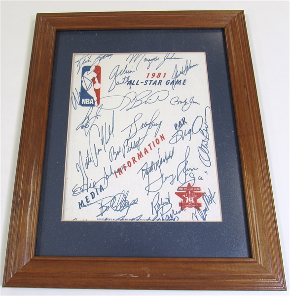 1981 NBA All-Star Game Signed Media Guide (20 Sigs Bird, Big O, Cousy, Gervin, Pettit, ETC)