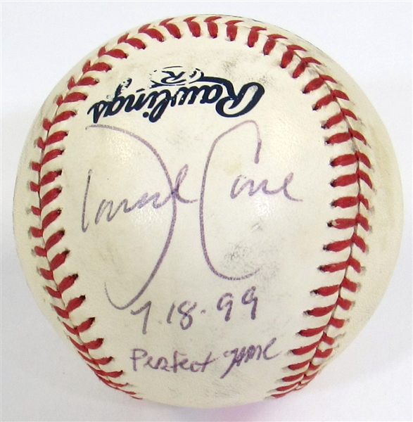 David Cone Single Signed Ball W/ Perfect Game Inscription