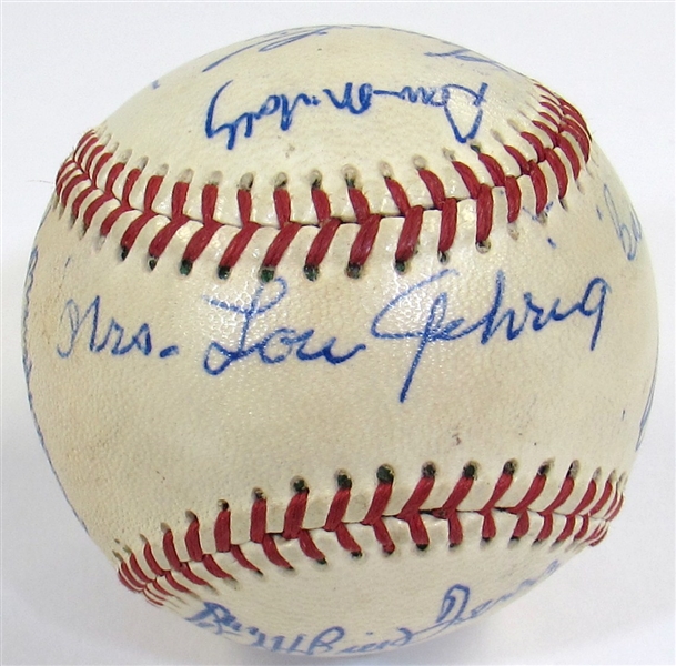 HOFers & Stars Signed Ball (14 Sigs Mrs. Lou Gehrig, Harnett, Ted Williams, Bill Terry, ETC)