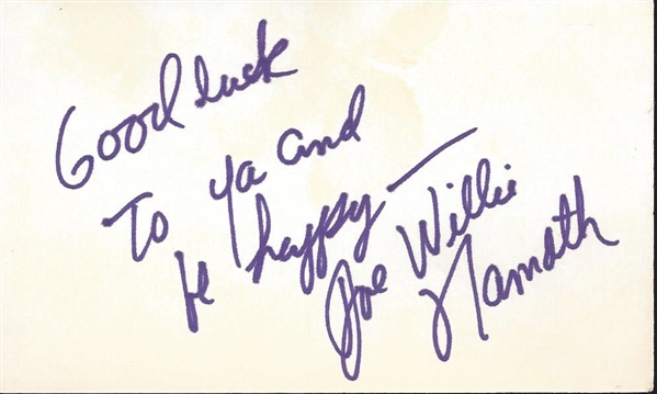 Joe "Willie" Namath Signed Index Card