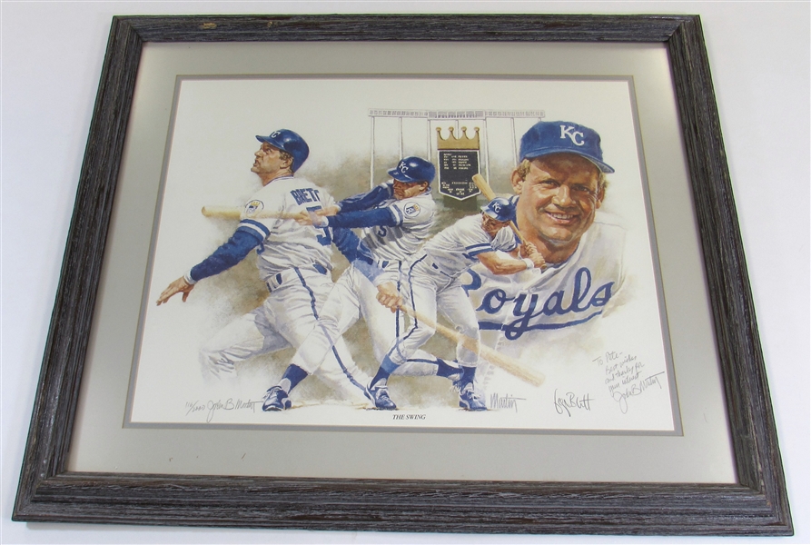 Signed George Brett "The Swing" Framed Print #ered 116/2000