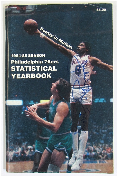 Julius Erving Signed 1984-85 76ers Stat Book