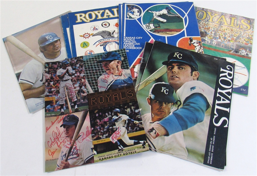 Lot Of 9-K.C. Royals Scorebooks (1969x3, 1970x3 1-Signed, & 1972x3)