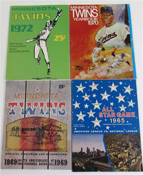 Lot Of 4 Programs (1965 All-Star Game , 1969 Twins, 1970 Twins, & 1972 Twins)