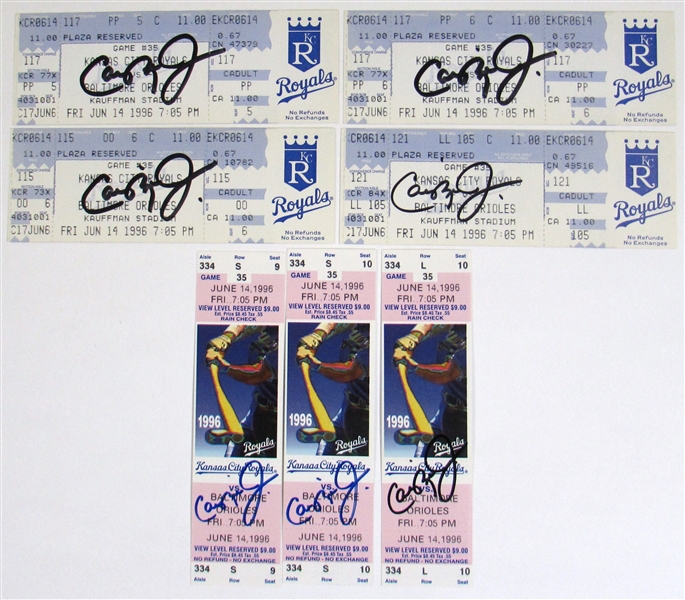 Lot Of 7- Cal Ripken Jr. Signed Tickets From World Record Consecutive Played Game