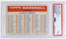 1957 Topps Baseball Checklist 4/5 Twin Blony PSA 7