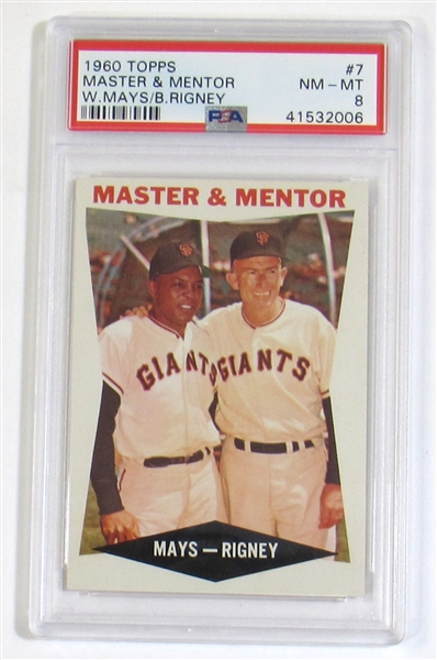 1960 Topps Master & Mentor (Mays/Rigney) PSA 8