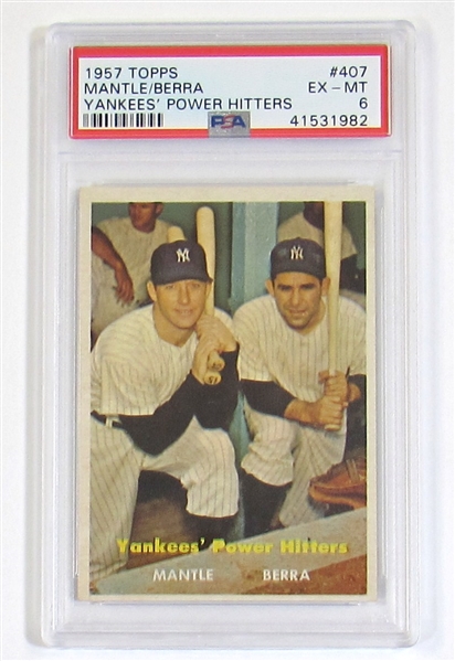 1957 Topps Yankees Power Hitters (Mantle/Berra) PSA 6
