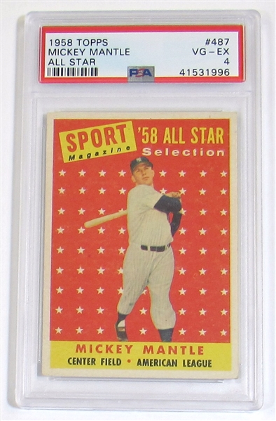 1958 Topps All-Star Mickey Mantle PSA 4
