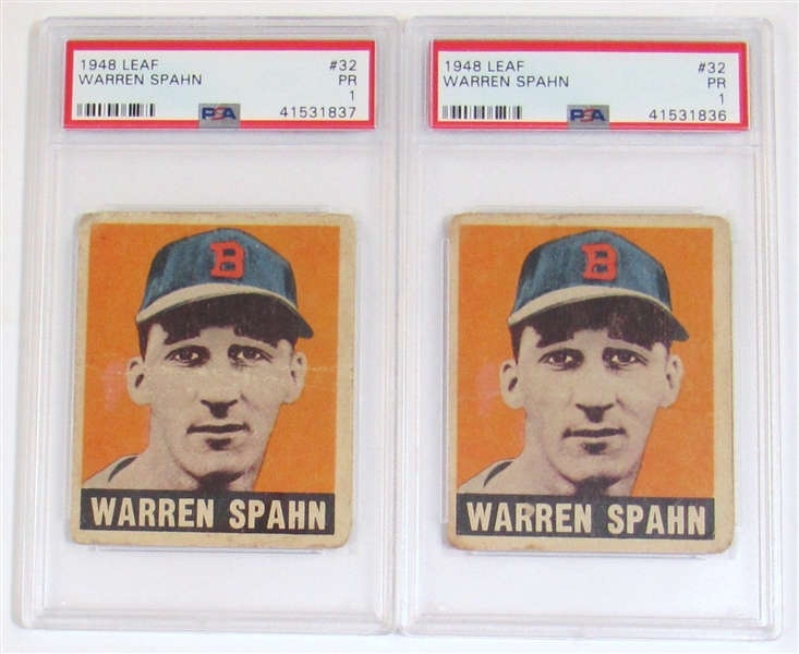 Lot Of 2- 1948 Leaf Warren Spahn PSA 1