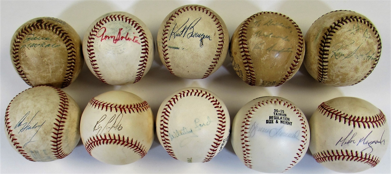 Lot Of 10 Signed Balls (Ford, Harbosky, Marshall, Swoboda, ETC)