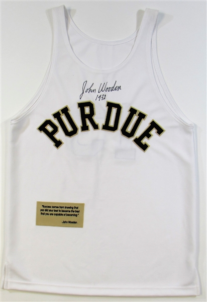 John Wooden Signed Purdue University # 13 Basketball Jersey