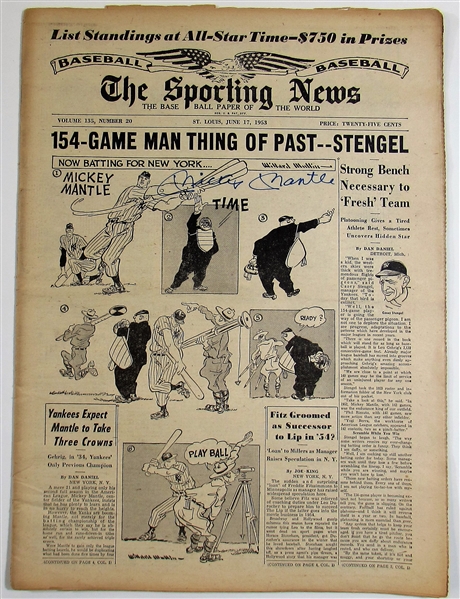 Mickey Mantle Signed Sporting News