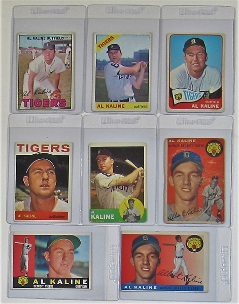 Lot Of 8- Al Kaline Topps Baseball Cards Including Rookie
