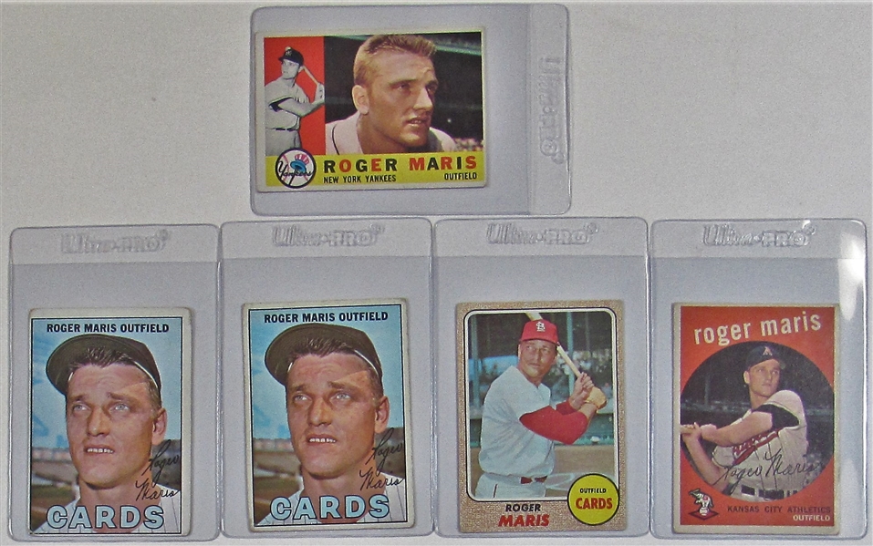 Lot Of 5 Roger Maris Topps Baseball Cards