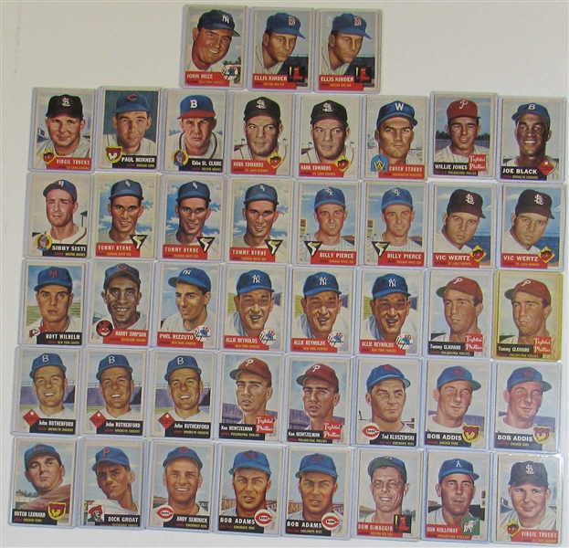 Lot Of 86- 1953 Topps Baseball Cards W/ Berra, Rizzuto, Martin, & Wilhelm