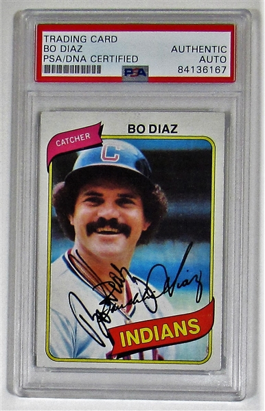 1980 Topps Bo Diaz Signed Card