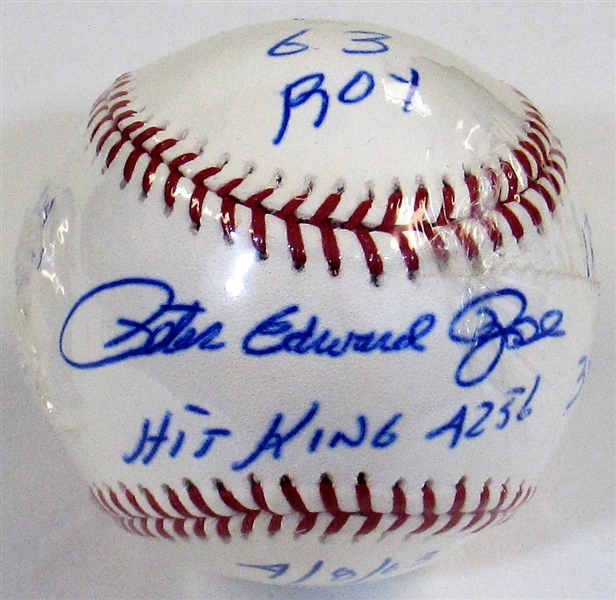 Pete Rose Multi Inscribed Ball Hit King 4236
