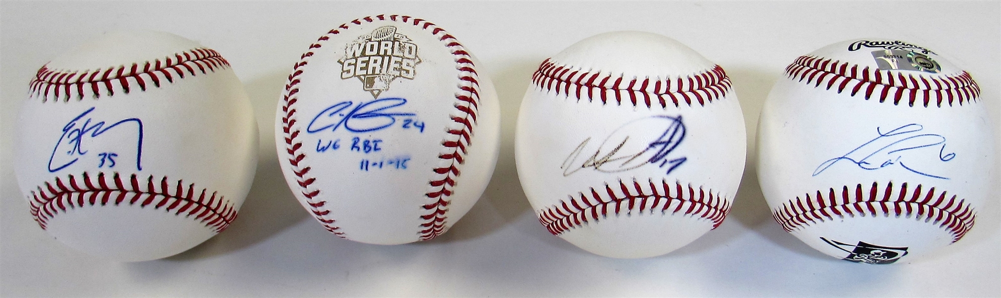 Eric Hosmer-Wade Davis-Lo Cain-Christian Colon  Signed Baseballs