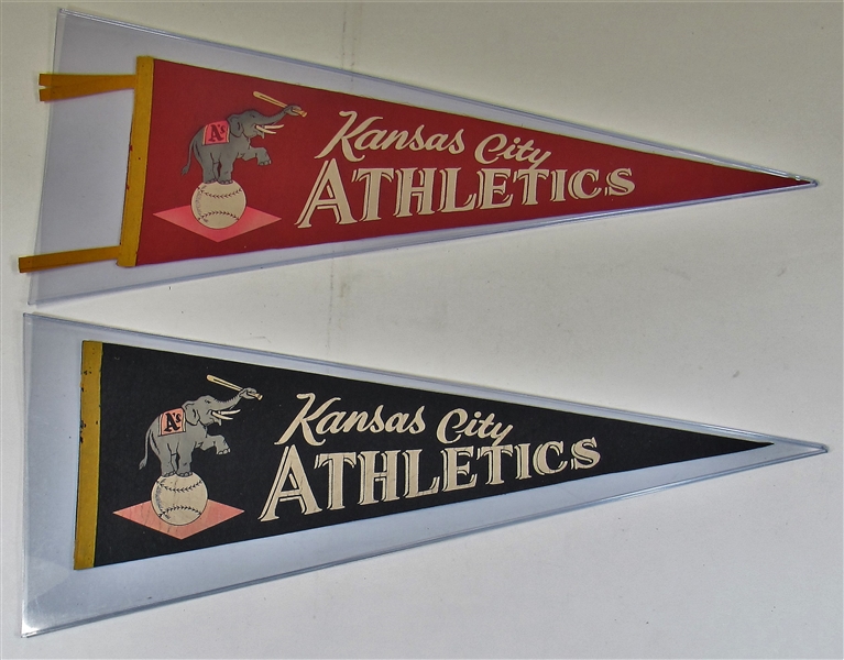 Lot Of 2- Kansas City Athletics Vintage Pennants 