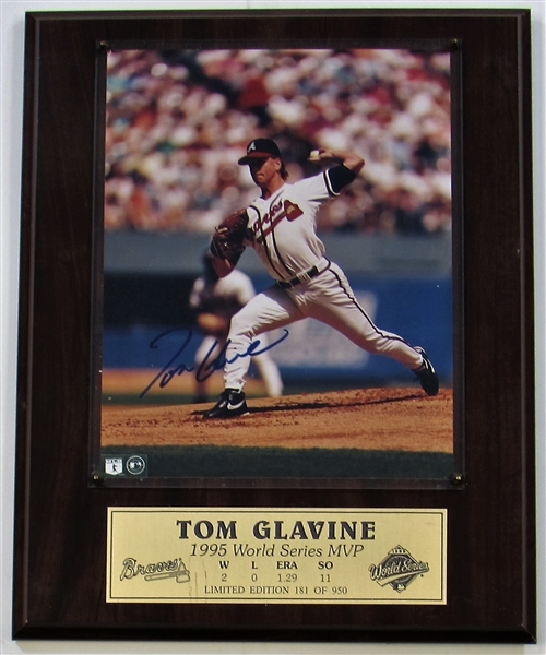 Tom Glavine Signed Plaque full PSA Letter