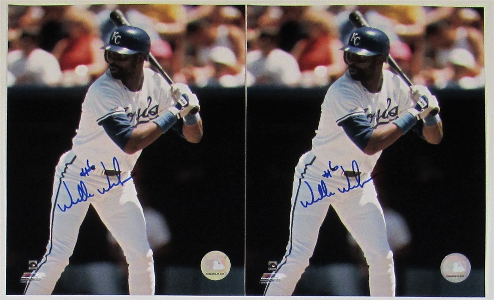 Lot Of 2- Willie Wilson Signed 8x10 Photos 