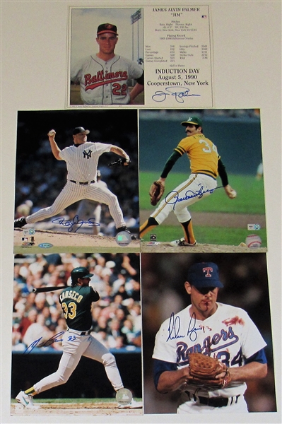 Lot Of 5 Signed 8x10 Photos (Roger Clemens-Fingers-Palmer-Canseco & Ryan)