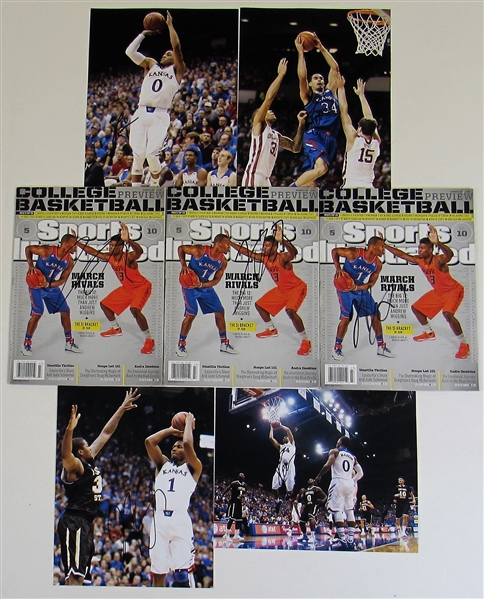Lot of 7 University of Kansas Basketball Signed SI and Photos