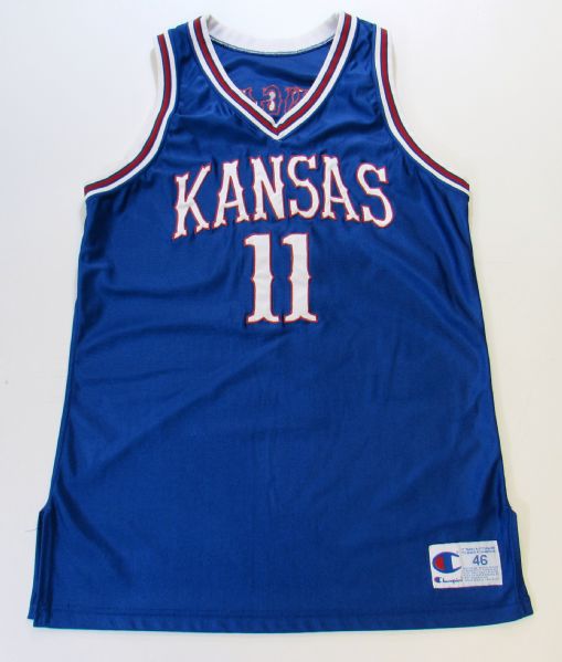 Mid-1990s Jacque Vaughn Kansas Jayhawks Game Used Signed Jersey