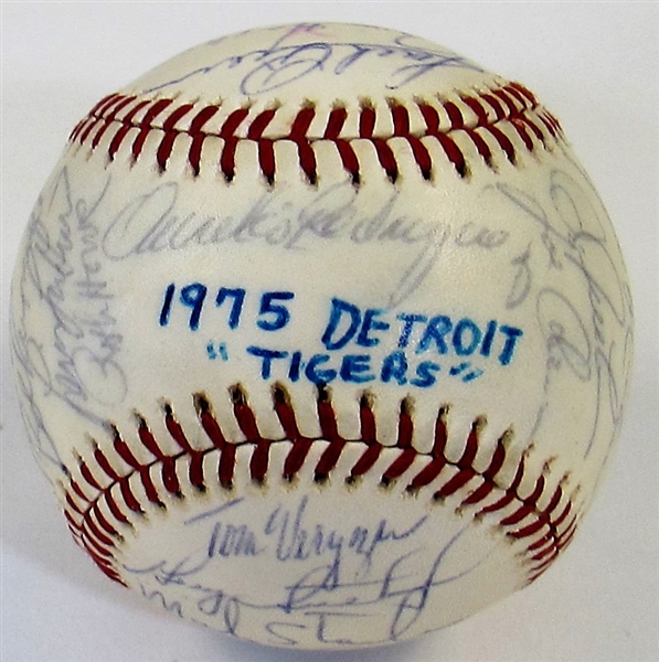 1975 Detroit Tigers Team Signed Baseball