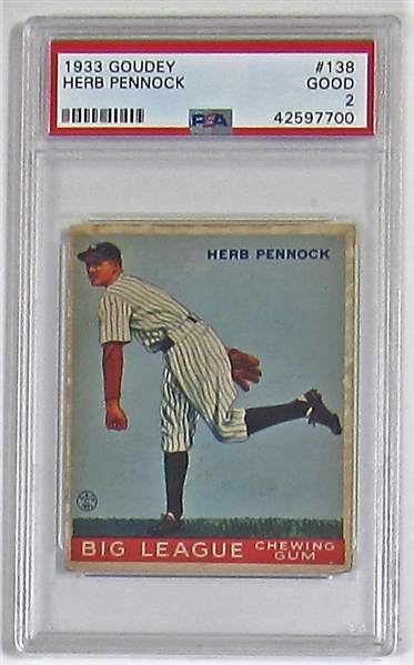 1933 Goudey Herb Pennock (PSA 2)