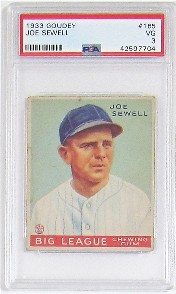 1933 Goudey Joe Sewell (PSA 3)