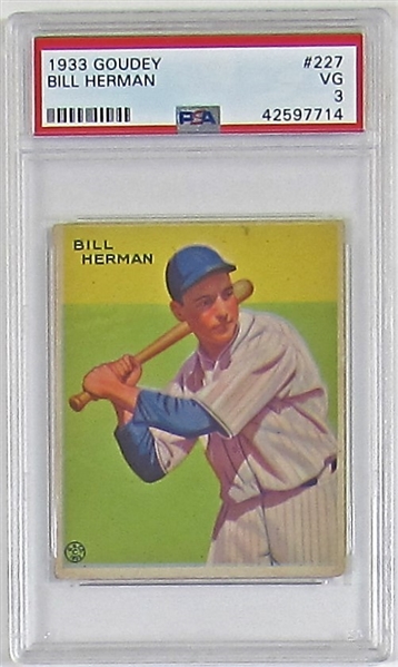 1933 Goudey Billy Herman (PSA 3)