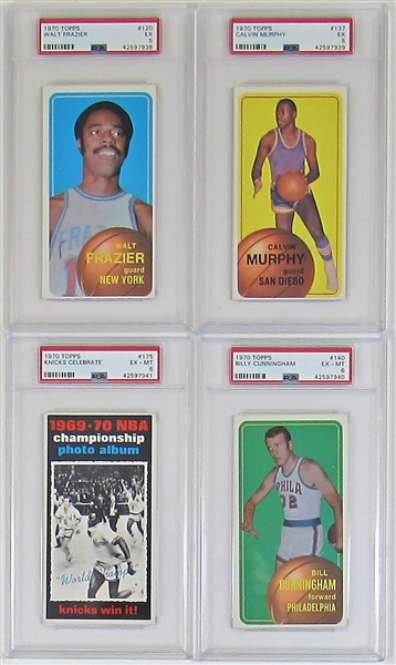 Lot Of 4- 1970 Topps Basketball (Frazier, Murphy, Cunningham, & Knicks Celebrate)