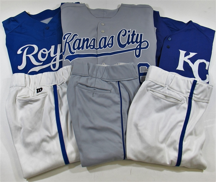 Kansas City Royals Game Used Jersey & Pants Lot of 3 - Tom Burgmeier