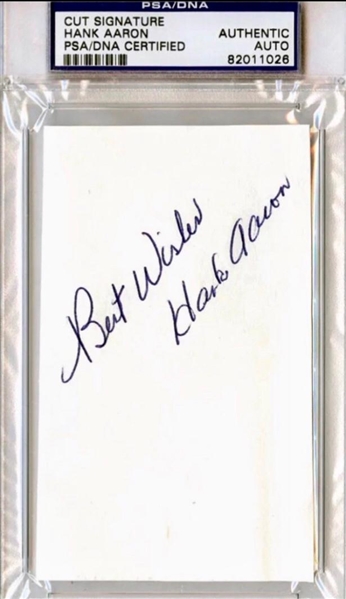 Hank Aaron Autographed Index Card 
