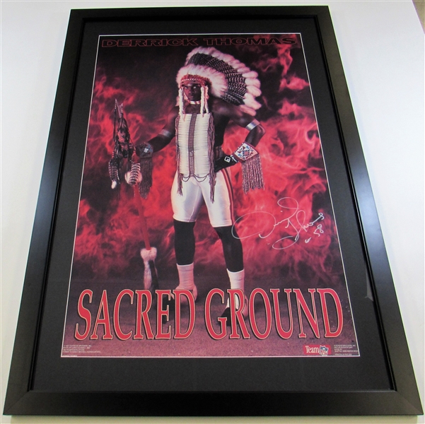 Derrick Thomas Signed Framed Sacred Ground Poster