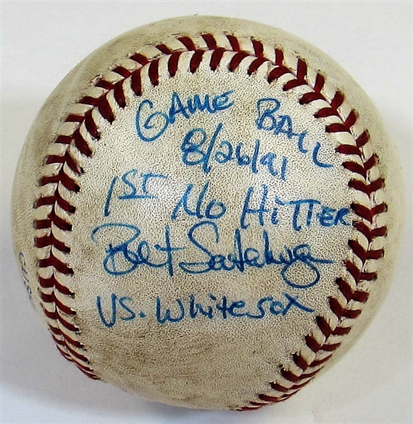 Bret Saberhagen GU Signed No Hitter Baseball 8/26/91