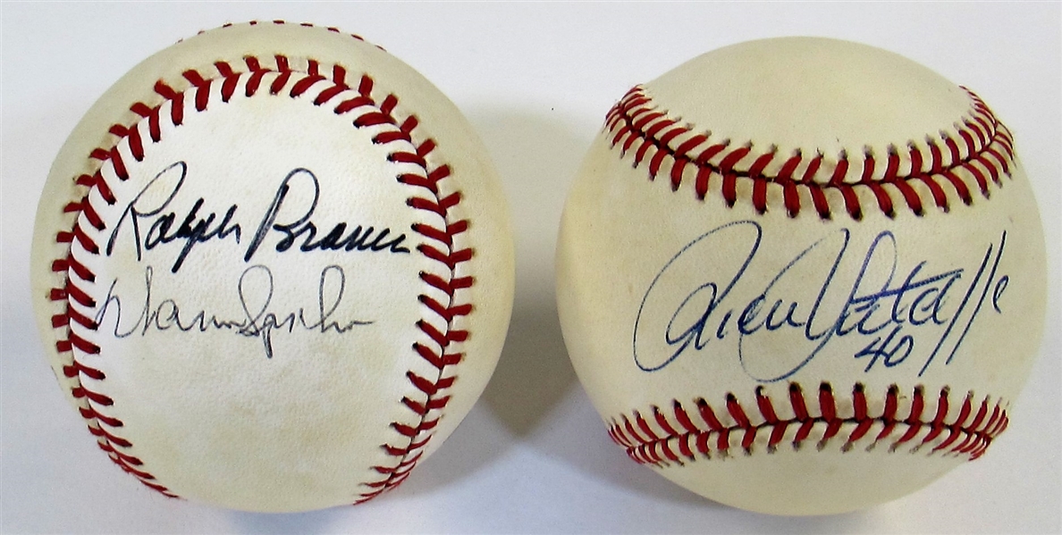 Lot Of 2- Signed Baseball (Sutcliffe/ Branca & Spahn)