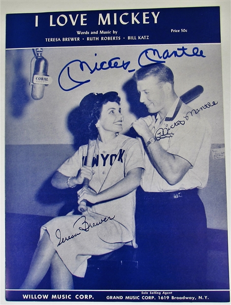 Mickey Mantle Signed "I Love Mickey" Sheet Music Cover
