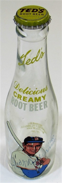 Ted Williams Signed Teds Root Beer Bottle