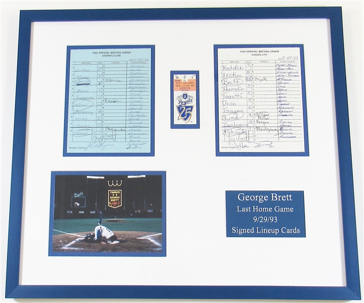 George Brett Last Home Game Signed Lineup Cards JSA