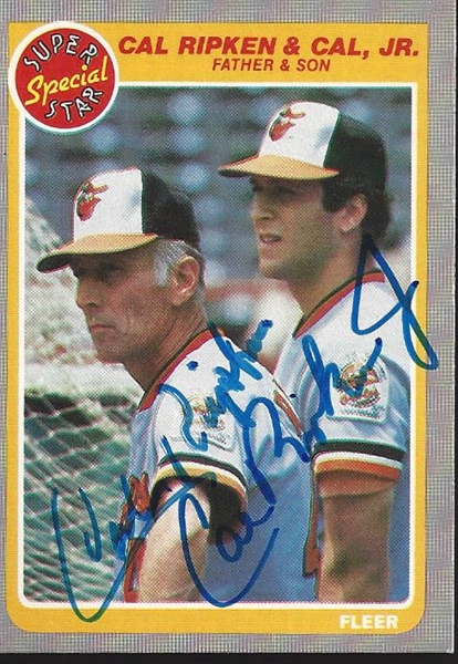 1985 Fleer Cal Jr. & Sr. Ripken Signed Father & Son Card - JSA